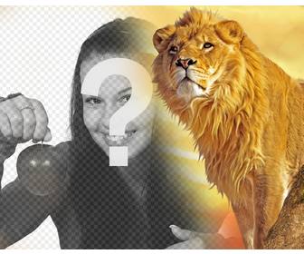 photomontage to put your photo together with lion