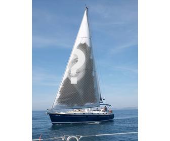 photomontage with sailboat at sea to put ur photo on the sail and sentence with the text u want