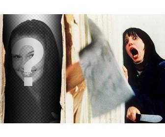 create photomontage for hallowwen with palicula scene of kubrick the shining based on stephen kings book