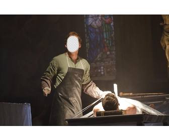 photomontage of the serial murderer dexter morgan in church