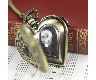 photomontage with pocket watch heart shaped to put photo of ur partner inside