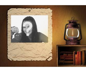 photo frame illuminated by oil lamp to put background picture