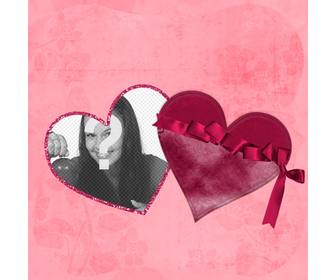 online effect of photo inside heart as if it were box with pink background