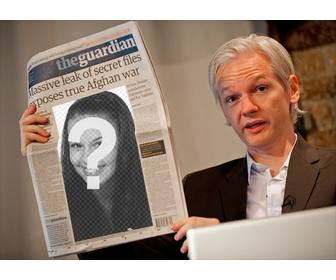 photo effect to put picture in newspaper u are reading wikileaks founder julian assange
