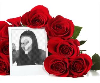 online photo frame surrounded by bouquet of roses