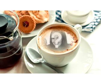 photomontage to put your picture over the coffee foam of this cup