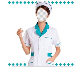 photomontage to become nurse in classic uniform