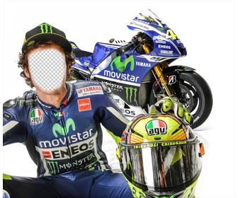 photomontage with valentino rossi motogp rider to edit