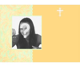 yellow invitation with photo frame for baptisms