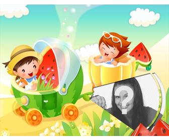 children collage with fruity train ride to put pictures on
