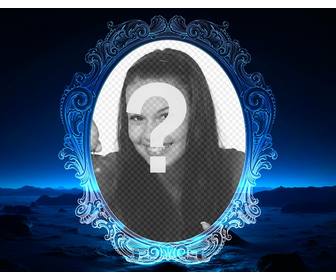 gothic frame trimmed on night background with blue gradients