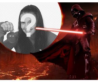 star wars photomontage with darth vader surrounded by lava