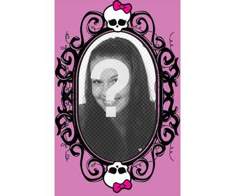 monster high frame with pink trim tie and dark skeletons with ornaments