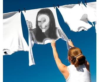 photo montage to put ur image on hanged up white t-shirt