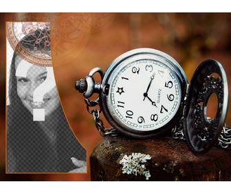 create vintage style collage with pocket watch