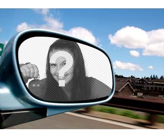 photomontage with ur photo in car mirror