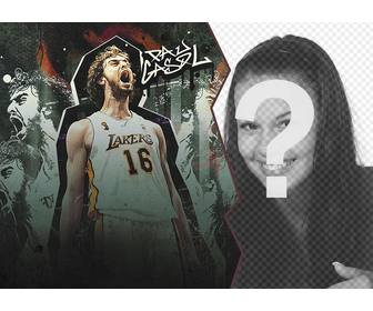 photomontage with basketball player pau gasol