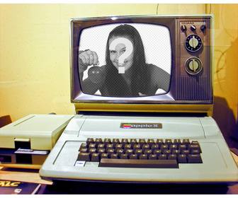 photo montage with an old computer