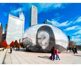 photomontage with ur reflection in an oval statue
