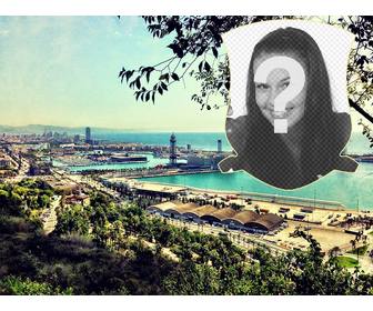 postcard with landscape of barcelona