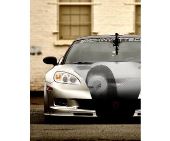 photomontage with tuned car