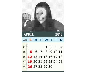 2015 monthly calendar april