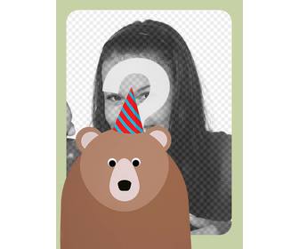 birthday photo frame with bear