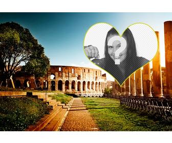 postcard with background of the amphitheater in rome for ur photo