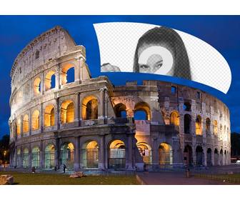 postcard with the colosseum of rome with ur photo