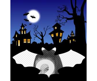 photomontage of halloween with bats