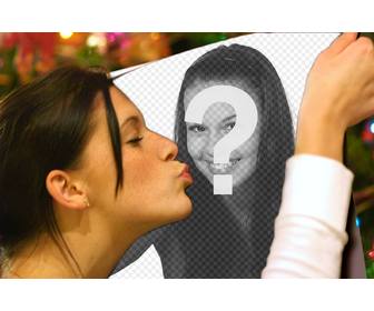 photomontage of girl giving kiss