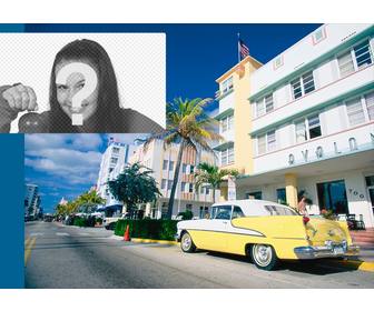 postcard of california with an antique car