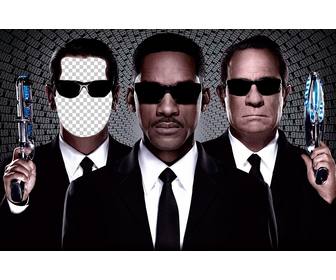 photomontage with men in black agents to put ur face