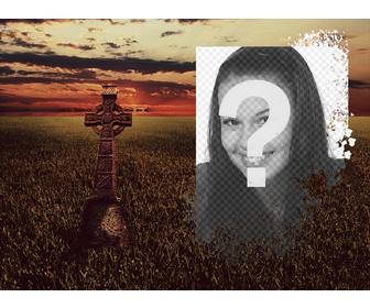 photomontage of field with cross