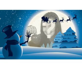 christmas card with snowman waving to santa