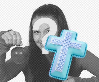 christian sticker of blue cross for ur photo
