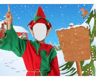 photomontage and elf poster to send as christmas card