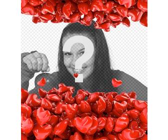 photo frame with red heart-shaped balloons
