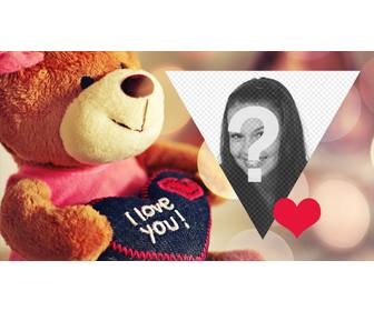 valentine postcard with teddy to personalize with ur photo