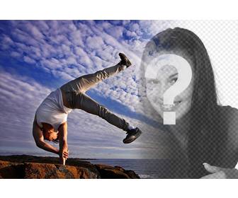 photomontage of balance between body and mind with ur photo