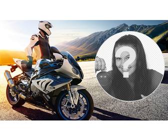photomontage with high-end bmw motorcycle brand