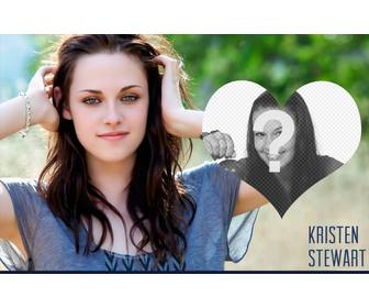 photomontage with heart next to kristen stewart