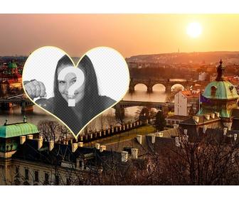 postcard with picture of prague to put ur picture heart shaped