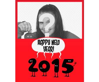 red 2015 new years greeting card with ur photo