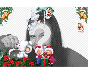 childrens christmas photomontage with angels and children