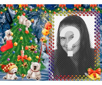 put ur photo on this christmas frame with panda bears