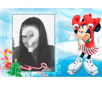 christmas postcard with ur photo child and minnie