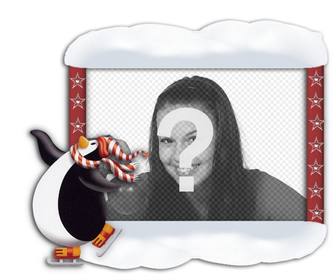 photo frame with penguin skating