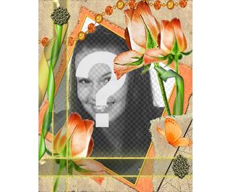 template frame with flowers and ur photo