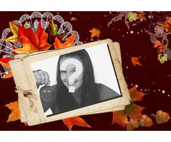 photomontage autumn card with polaroid effect
